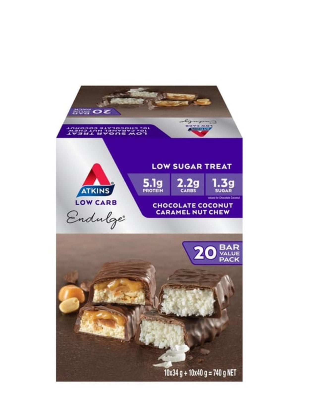 Atkins Endulge Chocolate, Coconut & Caramel Nut Bars 740 g 20 pk