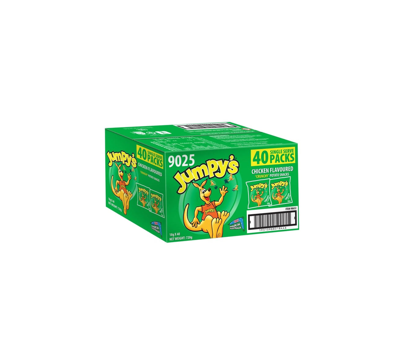 Jumpy's Kangaroo Shaped Chicken Flavour Chips 40 Packs