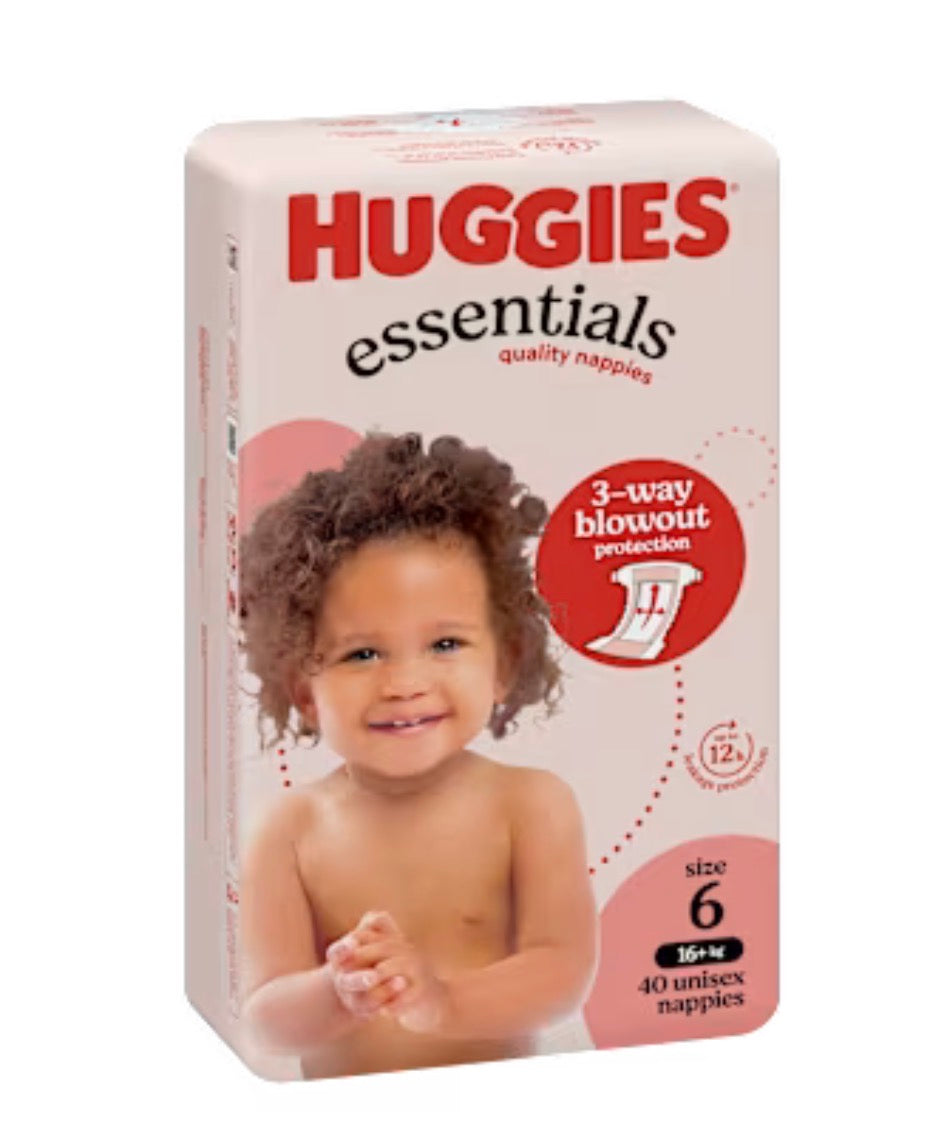Huggies Essential Nappy 4 Packs of Size 6 Unisex Nappies 16kg+