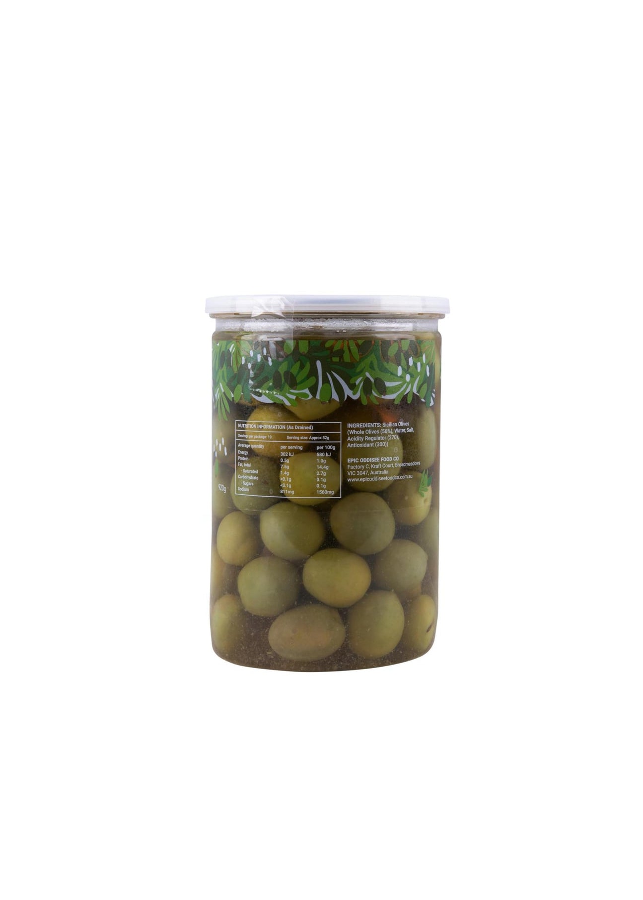 Epic Oddisee Food Co. Sicilian
Olives in Brine (920 g)