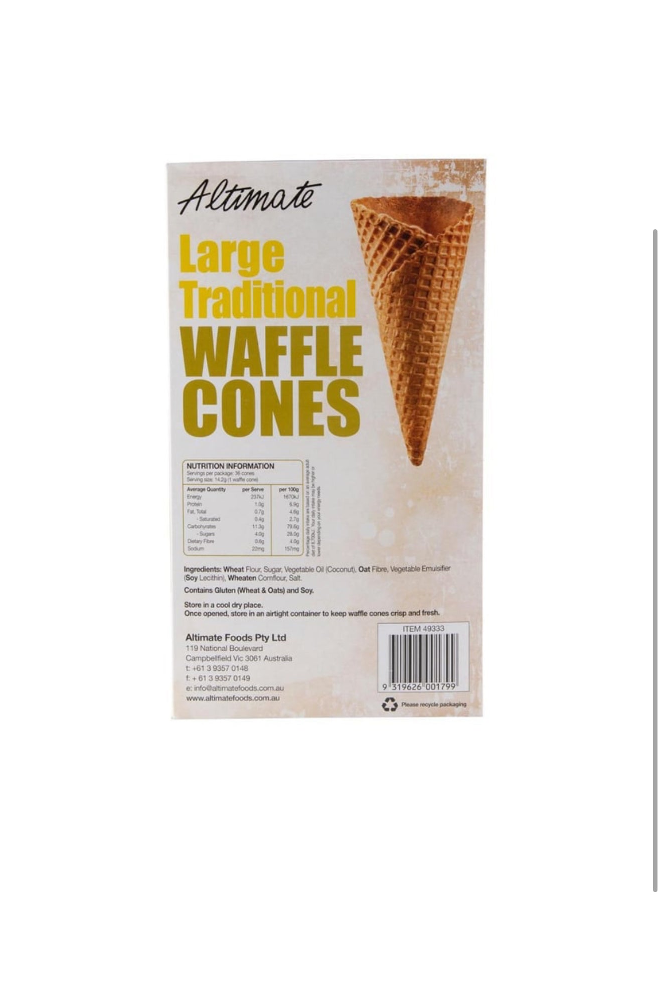 Altimate Large Traditional Waffle
Cones (36 Pack)