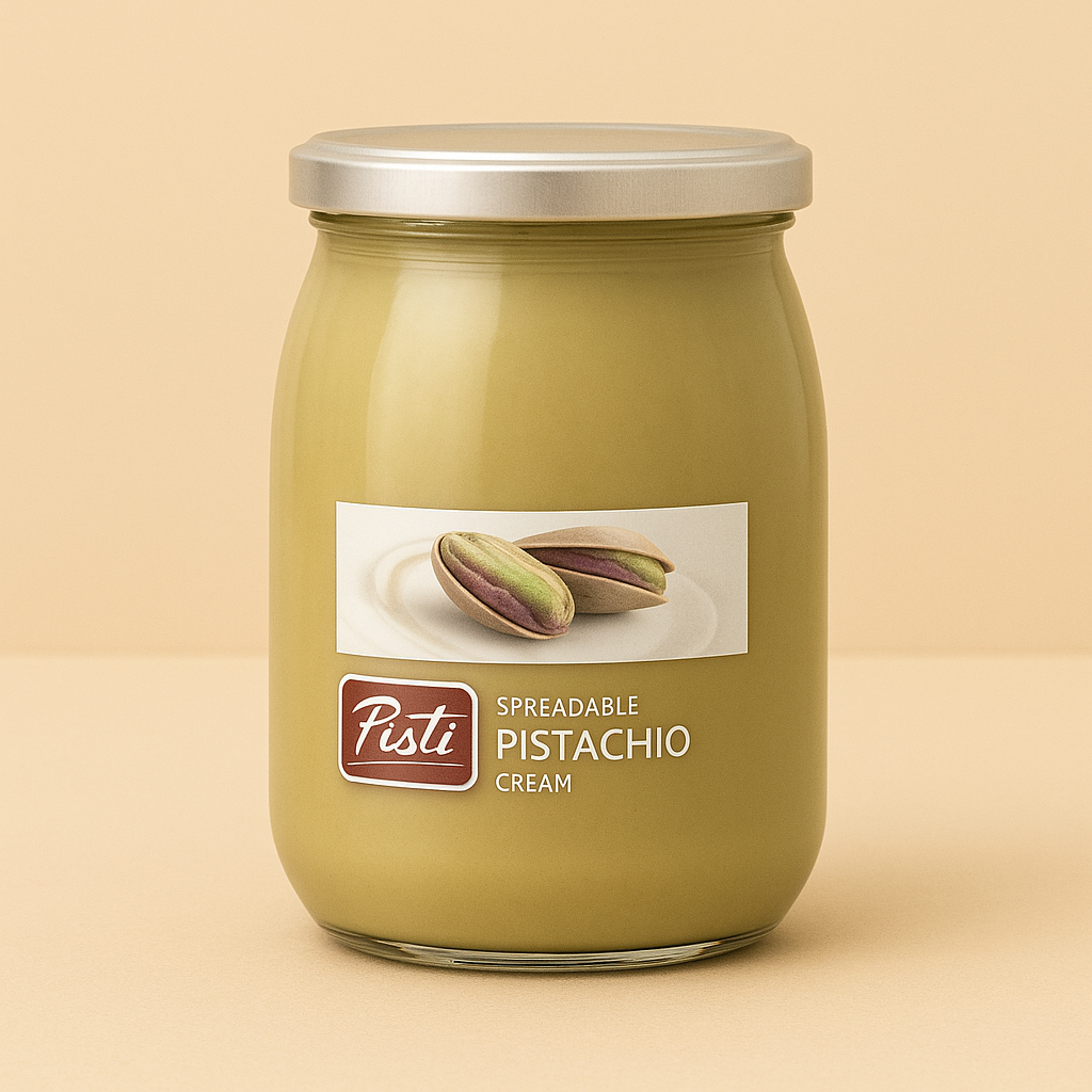 Pisti Sicilian Pistachio Cream Spread Bread Baking Spreadable Paste Jar 600g