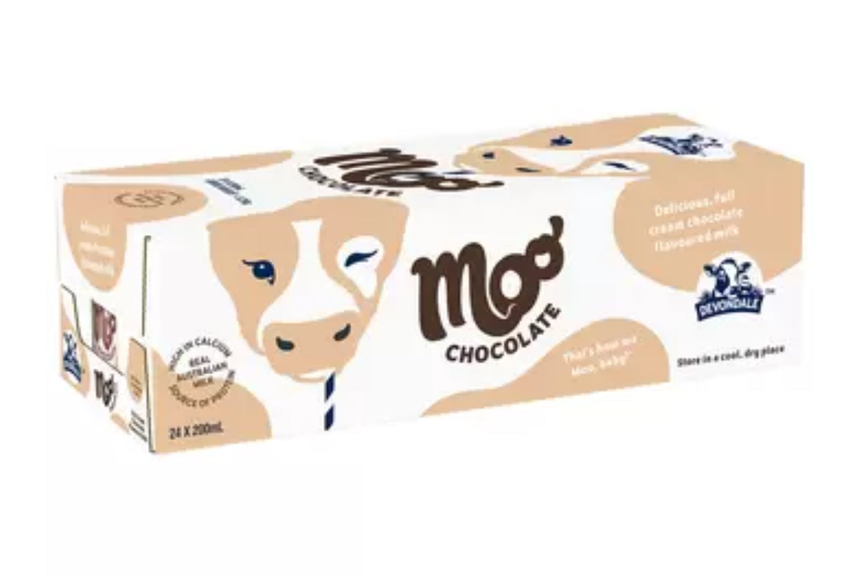 Devondale Moo Chocolate Flavoured UHT Milk 24 x 200ml