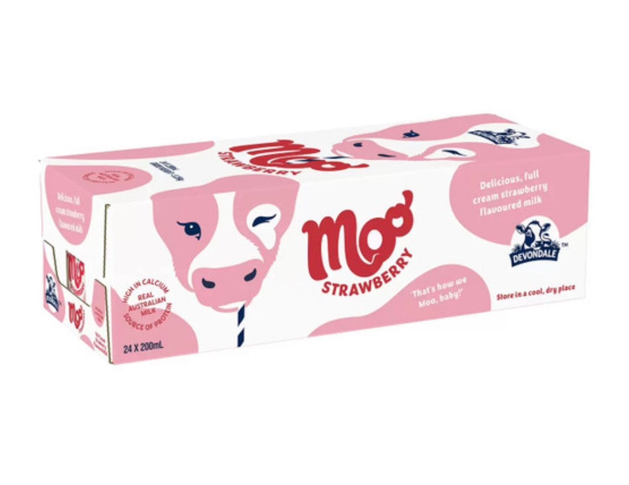 Devondale Moo Strawberry Milk 24 x 200ml