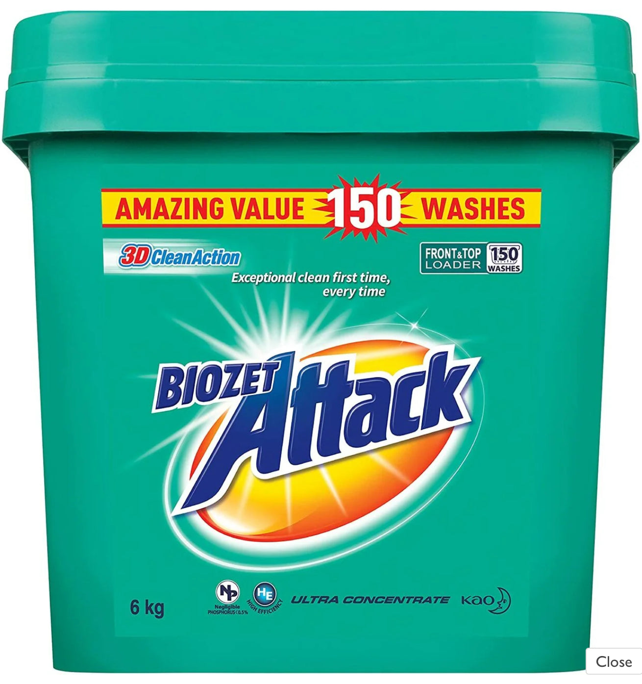 Biozet Attack Laundry Powder 150 Washes 6kg