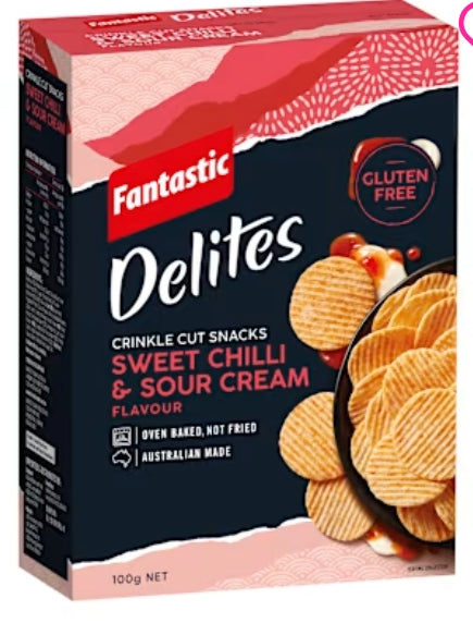 Fantastic Delites Rice Snacks
Sweet Chilli And Sour Cream
100g X 12