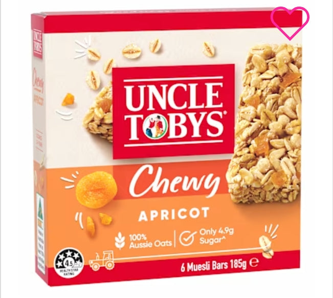 Uncle Tobys Muesli Bar
Muesli Bars Apricot 10x185g
