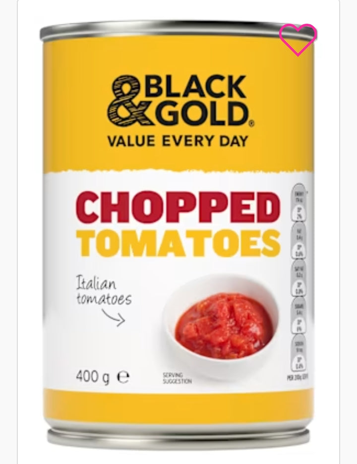 Black & gold Tomatoes Chopped
400gm × 12