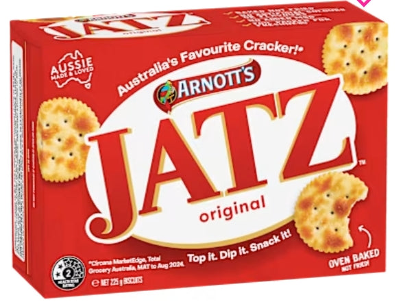 Arnotts Jatz Crackers
Original 225g X 20