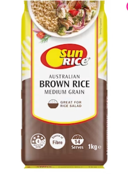 Sunrice Medium Grain Brown
Rice 1kg X6