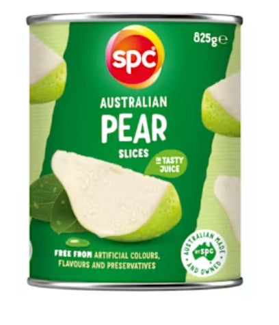 Spc Canned Fruit Pear Slices
In Juice 825g X 12