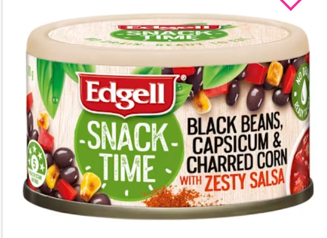 Edgell Snack Time Black
Bean Corn Lime And Herb
12x70g