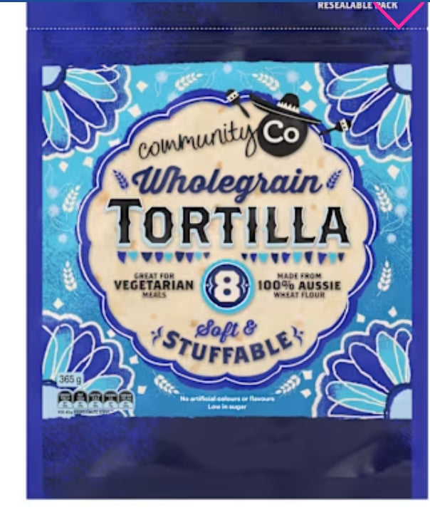 Comm Co Tortillas
Wholegrain 365g × 9
