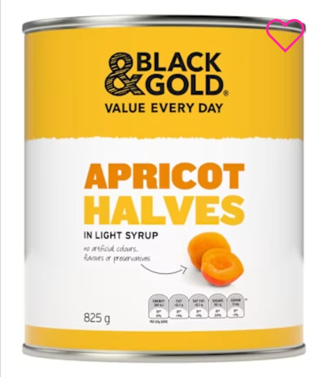 Black & gold Apricot Hlves 825gm × 12