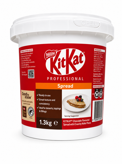 KitKat Professional Chocolate Spread 1.3kg tub with crunchy wafer pieces for desserts pancakes waffles and bakery use