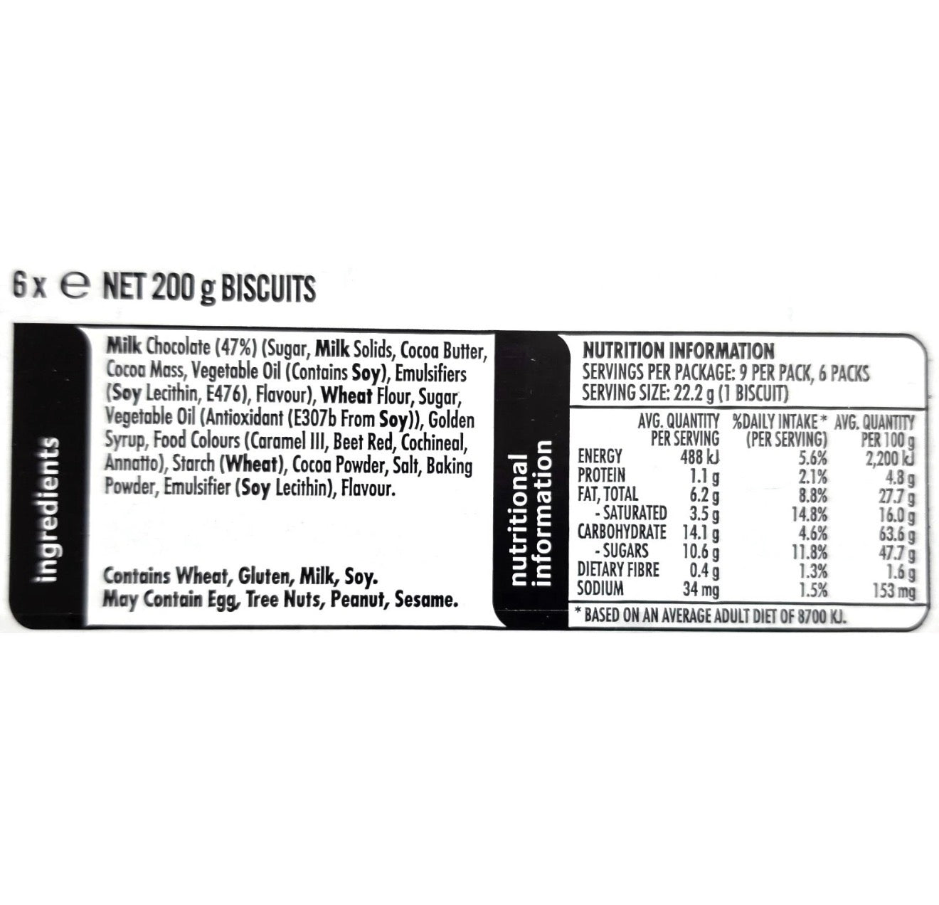 ARNOTT'S
TIM TAM DOUBLE COAT
6X200G