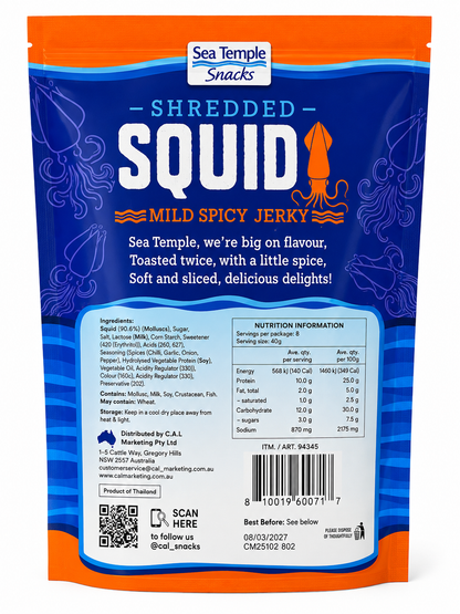 Sea Temple Shredded Squid Mild Spicy Jerky 320g