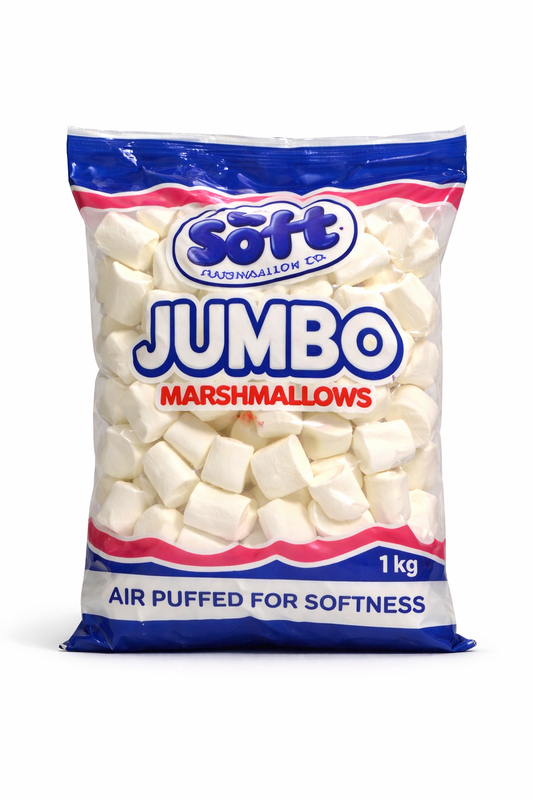 Jumbo marshmallows 1kg soft fluffy white marshmallow bag