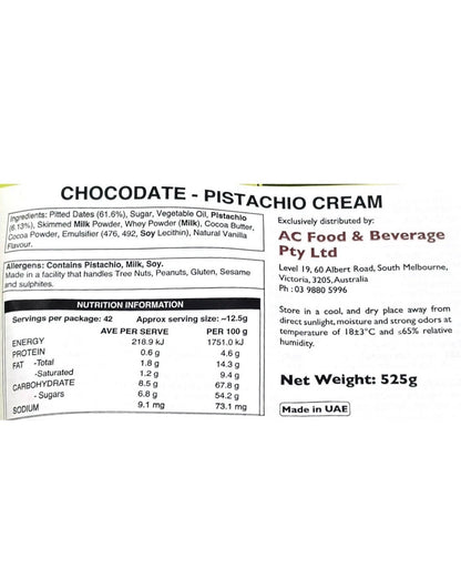 Dubai Chocodate Chocolate Date Pistachio Cream Dates 525g Individual Wrapped