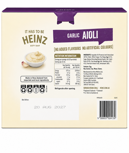 Heinz Seriously Good Garlic Aioli 3 x 500mL
