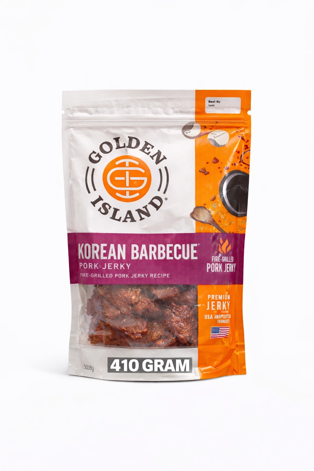 Golden Island Korean barbecue pork jerky 410g pack front view