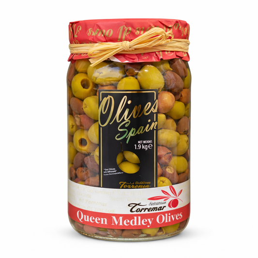 Queen Medley olives 1.9kg jar Spanish mixed olives large jar antipasto olives