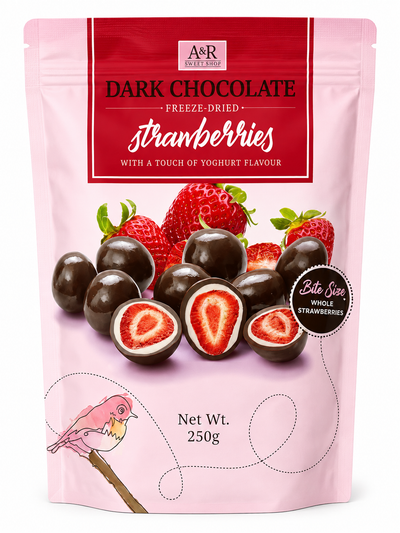 A&R Dark Chocolate Freeze Dried Strawberries with Yoghurt Flavour 250g