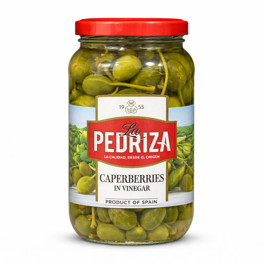 La Pedriza caperberries in vinegar jar product of Spain gourmet caper berries