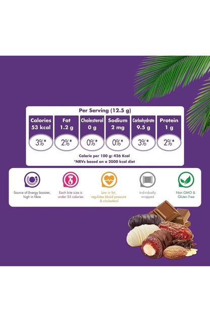 Dubai Chocodate Chocolate Date Almond Assorted Dates 525g Individual Wrapped