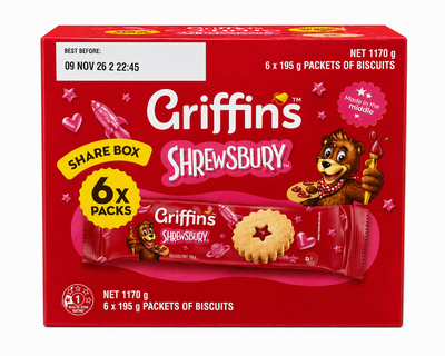 Griffins Shrewsbury Strawberry Biscuits Share Box 6 Pack 1170g (6 x 195g)