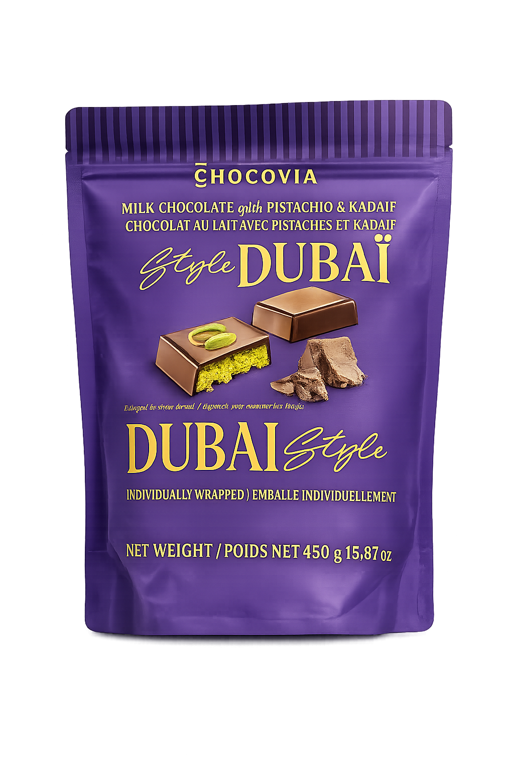 Chocovia Dubai Style Chocolate with Pistachio and Kadayif 450g