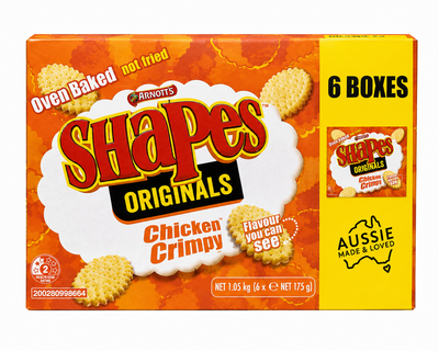 Arnott's Shapes Originals Chicken Crimpy Crackers 6 Pack 1.05kg (6 x 175g)