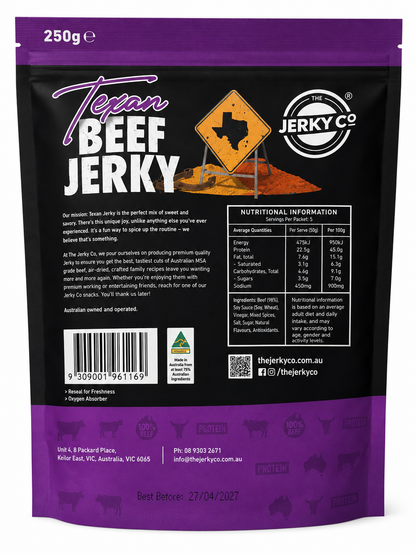 The Jerky Co Texan Beef Jerky 250g