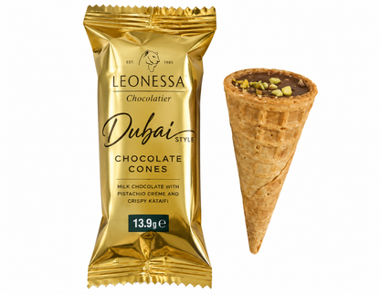 Leonessa Dubai Style Pistachio Chocolate Cones 25 Pack