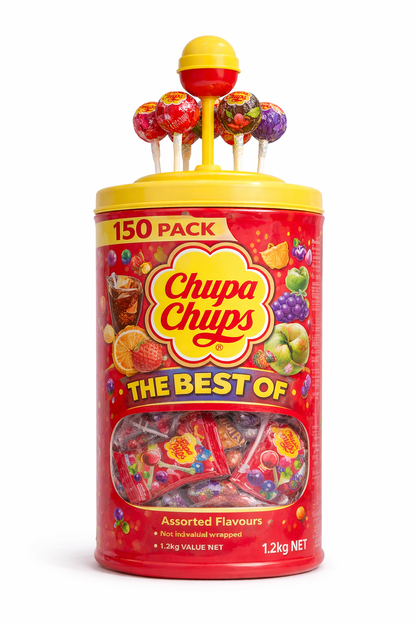 Chupa Chups 150 pack assorted lollipops bulk container