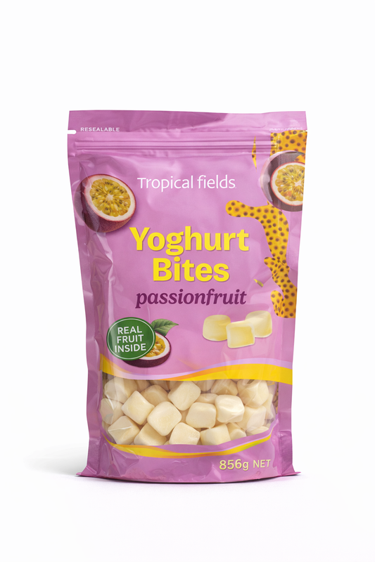 Tropical Fields yoghurt bites passionfruit 856g resealable pack