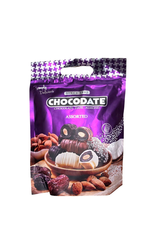 Dubai Chocodate Chocolate Date Almond Assorted Dates 525g Individual Wrapped