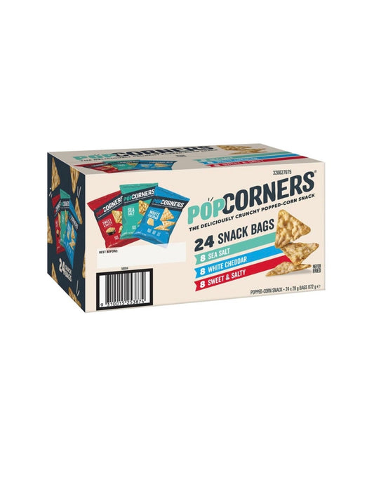 PopCorners Variety Pack Popped Corn Snacks 24 x 28g Sea Salt White Cheddar Sweet & Salty