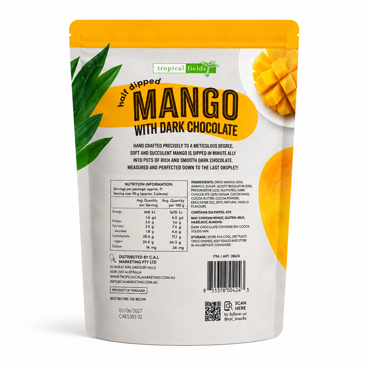 Tropical Fields Dark Chocolate Dipped Mango 454g