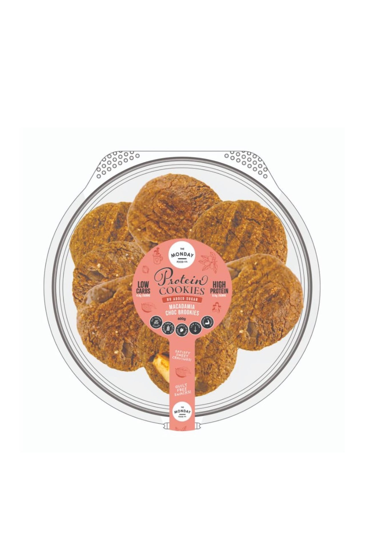 The Monday Foods Co. Brookies Chocolate & Macadamia Protein
Cookies (600 g)