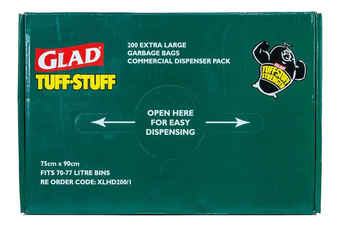 Glad Tuff Stuff Garbage Bags 70L Bin 200 Count