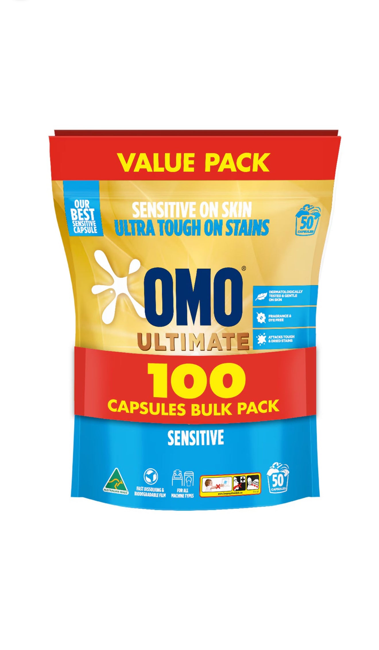 OMO Ultimate Sensitive 3 In 1
Laundry Capsules 100 pk