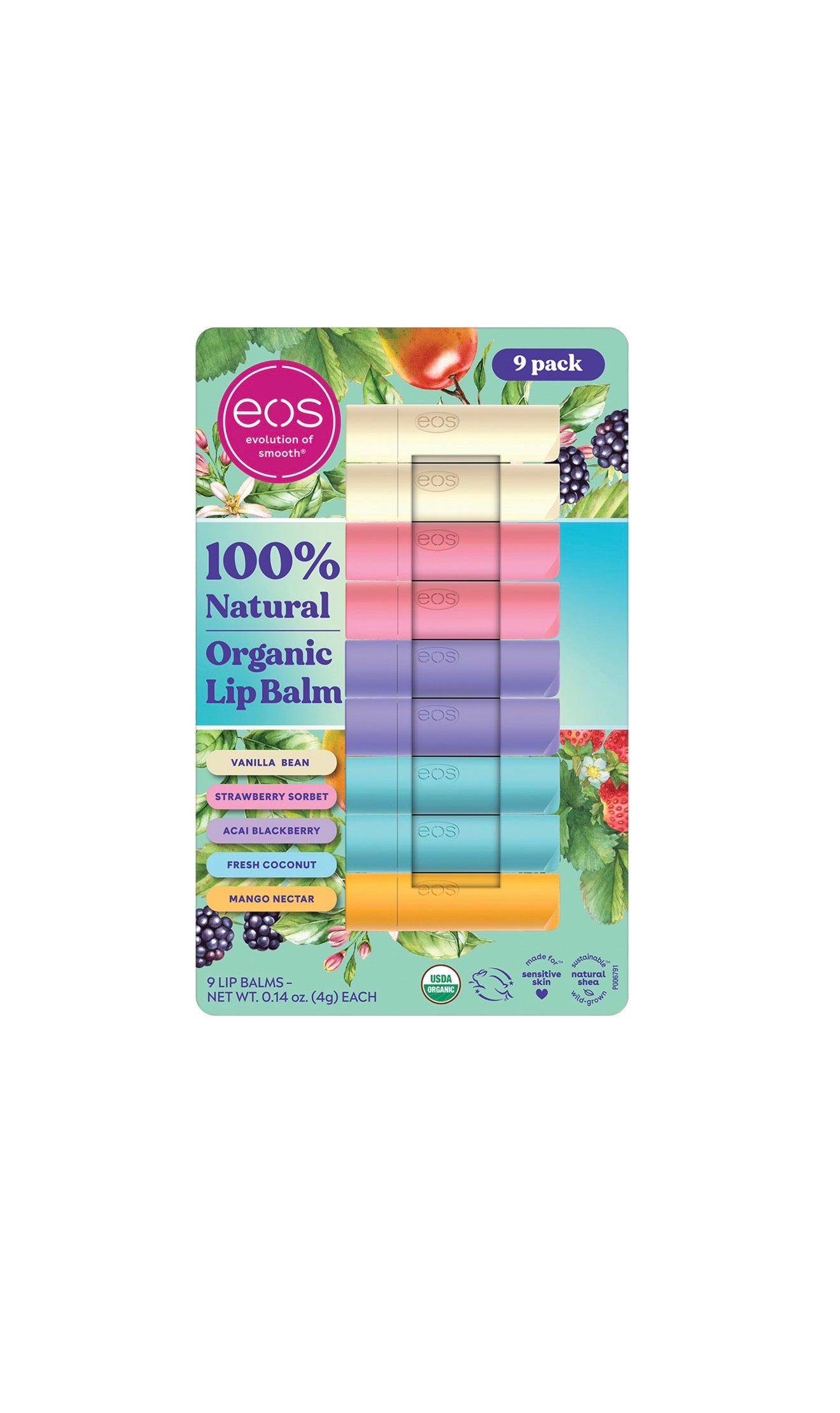 Eos 100% Natural Organic Lip Balms 9 pk