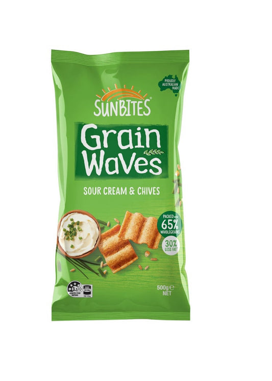 Sunbites Grain Waves Sour Cream & Chives Wholegrain Chips (500 g)