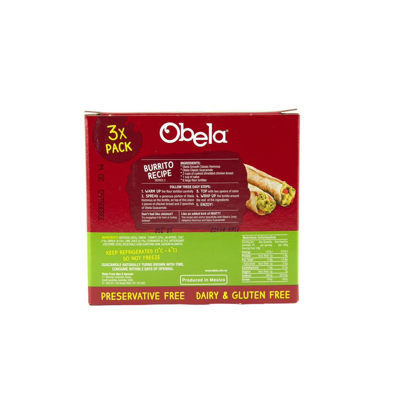 Obela Classic Guacamole 220 g x 3 pk