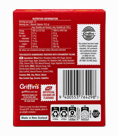 Griffins Shrewsbury Strawberry Biscuits Share Box 6 Pack 1170g (6 x 195g)