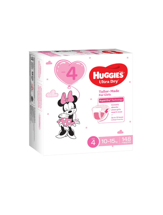 Huggies Girls' Ultra Dry Nappies
Size 4 Toddler