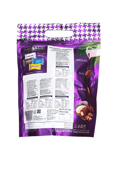 Dubai Chocodate Chocolate Date Almond Assorted Dates 525g Individual Wrapped