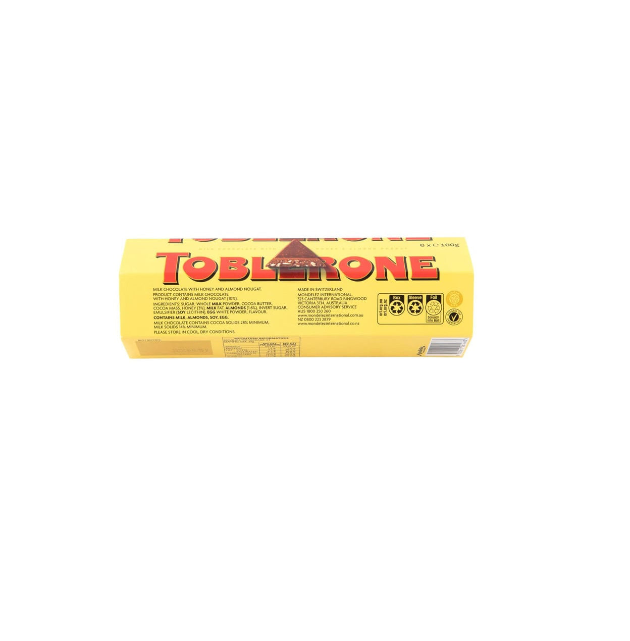Toblerone Swiss Milk Chocolate 6 x 100g