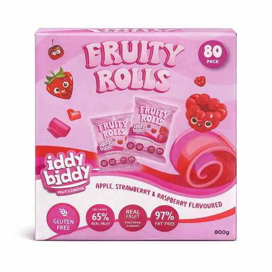 Iddy Biddy Fruity Rolls 80 pack assorted fruit snacks 800g box